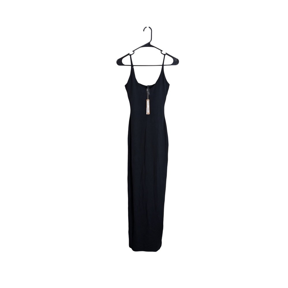Skims Smooth Lounge Skimpy Scoop Neck Dress Obsidian Black XS NEW DS-DRS-8163W